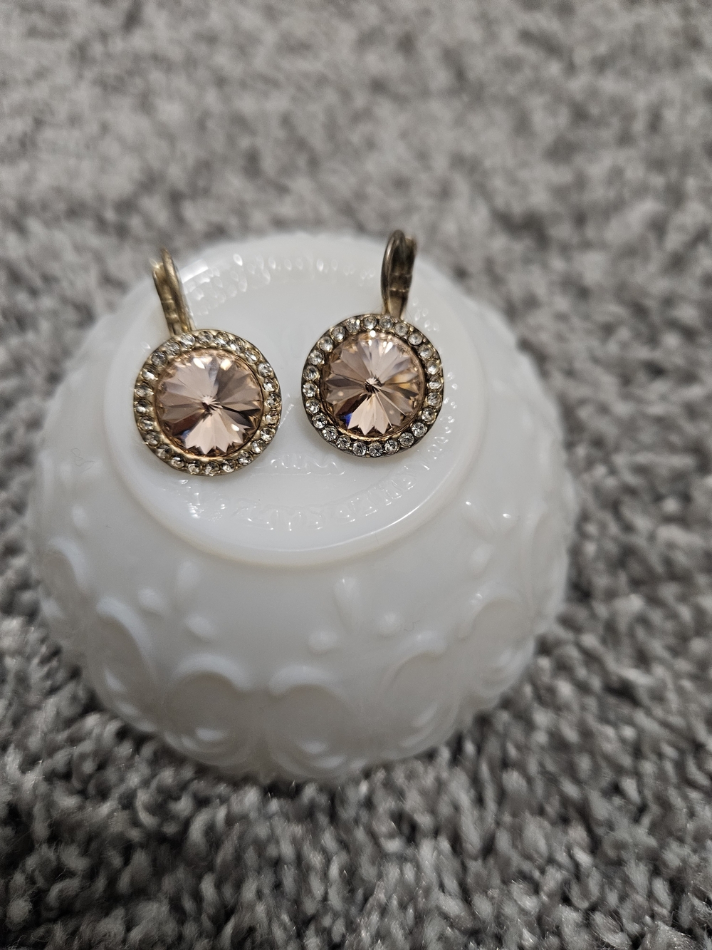 Lia Sophia Blush Pink Crystal Halo Drop Earrings